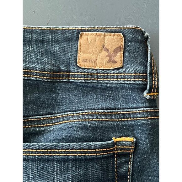 American Eagle Outfitters Kick Boot Jeans Size 6 Blue Denim Cowgirl Western Rode - Picture 7 of 13